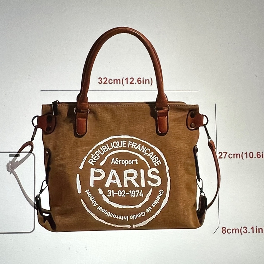 Last 1 Retro crossbody canvas tote bag. Gray with white lettering. New - Picture 3 of 3